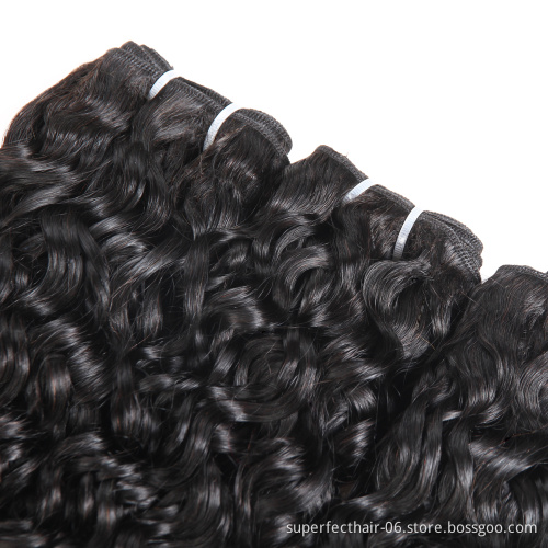Wholesale Raw Virgin Indian Hair Water Wave Human Hair Weave Bundles With Lace Frontal Closure